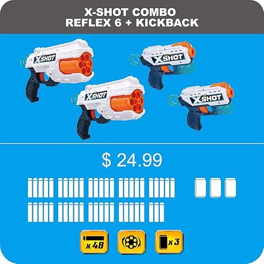 X-Shot Excel Double Kickback Double Reflex 6 Foam XS-36234/XS-36234-A - Image 6