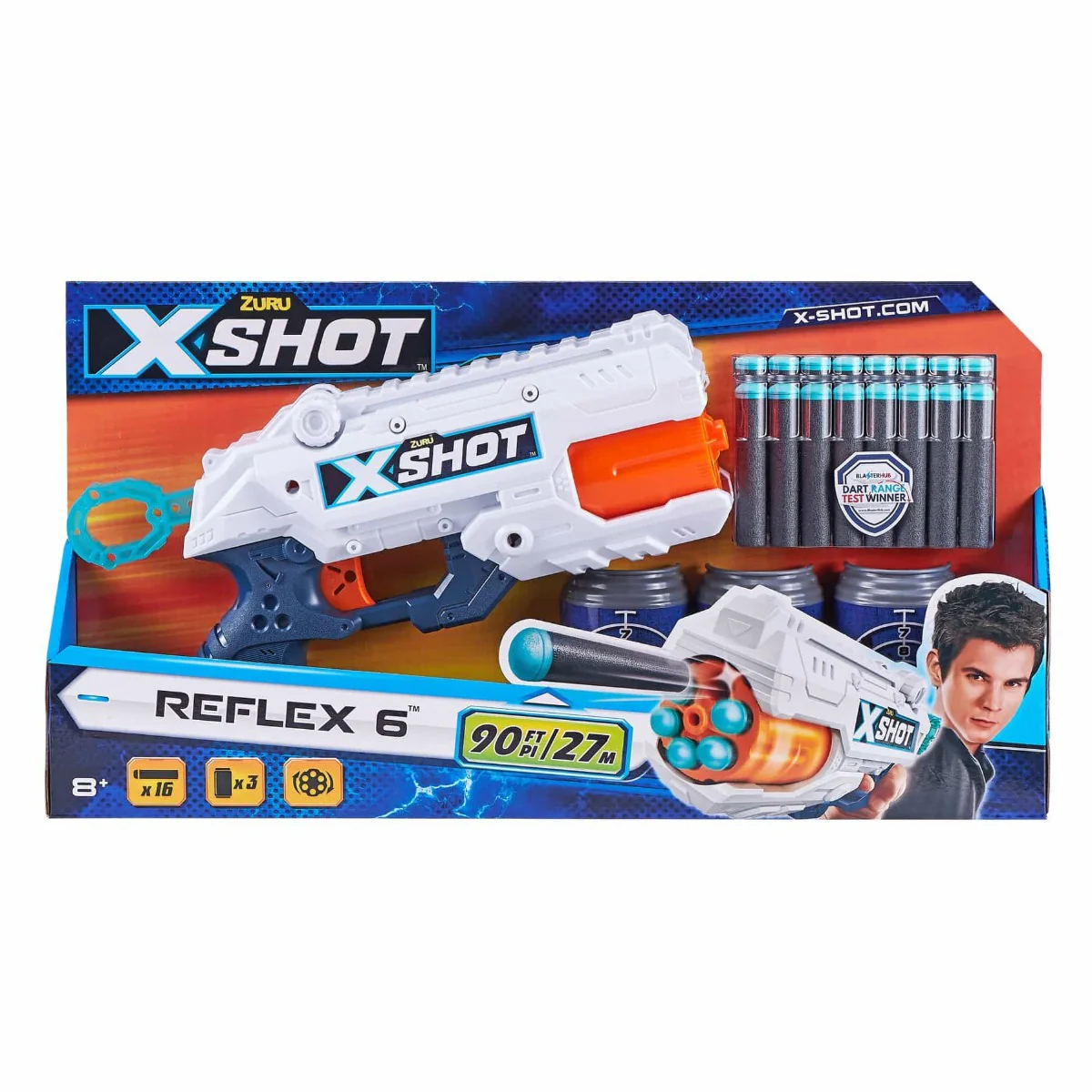 X-Shot Reflex 6 Dart Blaster Gun with 3 Cans 36378 - Image 2