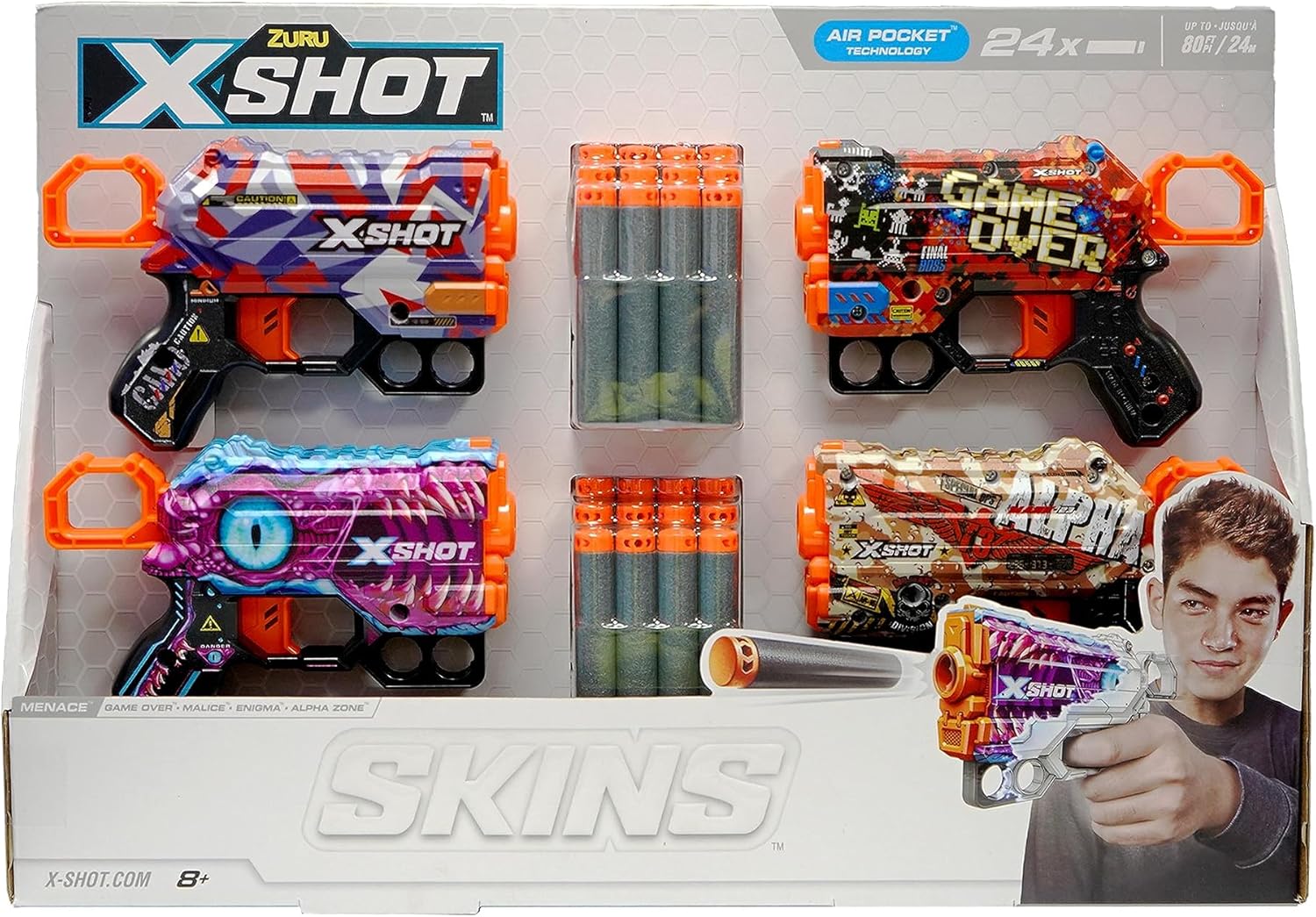X-Shot Skins Menace 4-pack 24 Darts