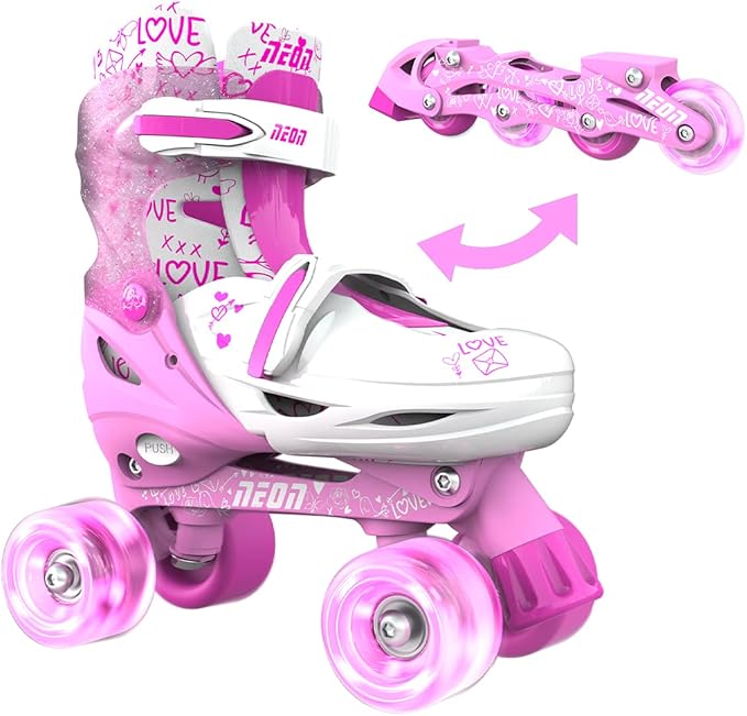 Yvolution Neon Combo Skates Size 3-6 Pink NT10P4