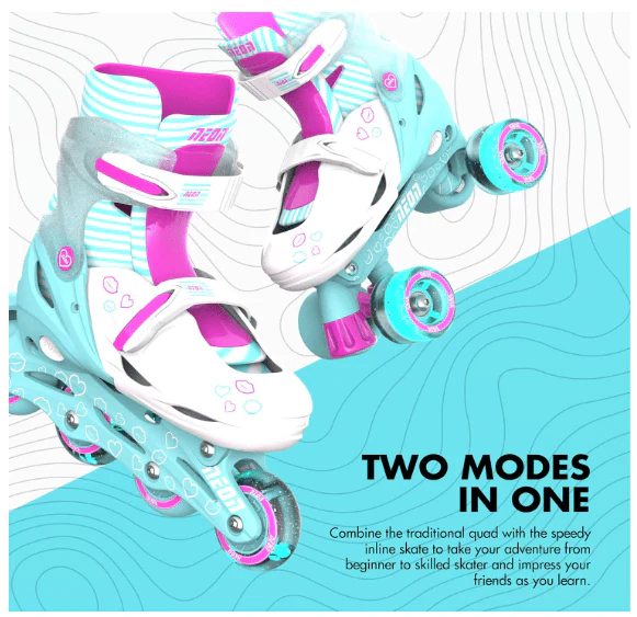 Yvolution Neon Combo Skates Size 12-2 Teal/Pink NT09T4 - Image 3