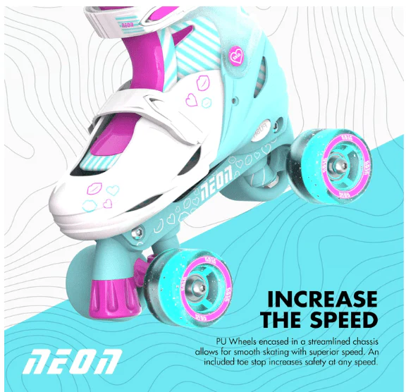 Yvolution Neon Combo Skates Size 12-2 Teal/Pink NT09T4 - Image 5