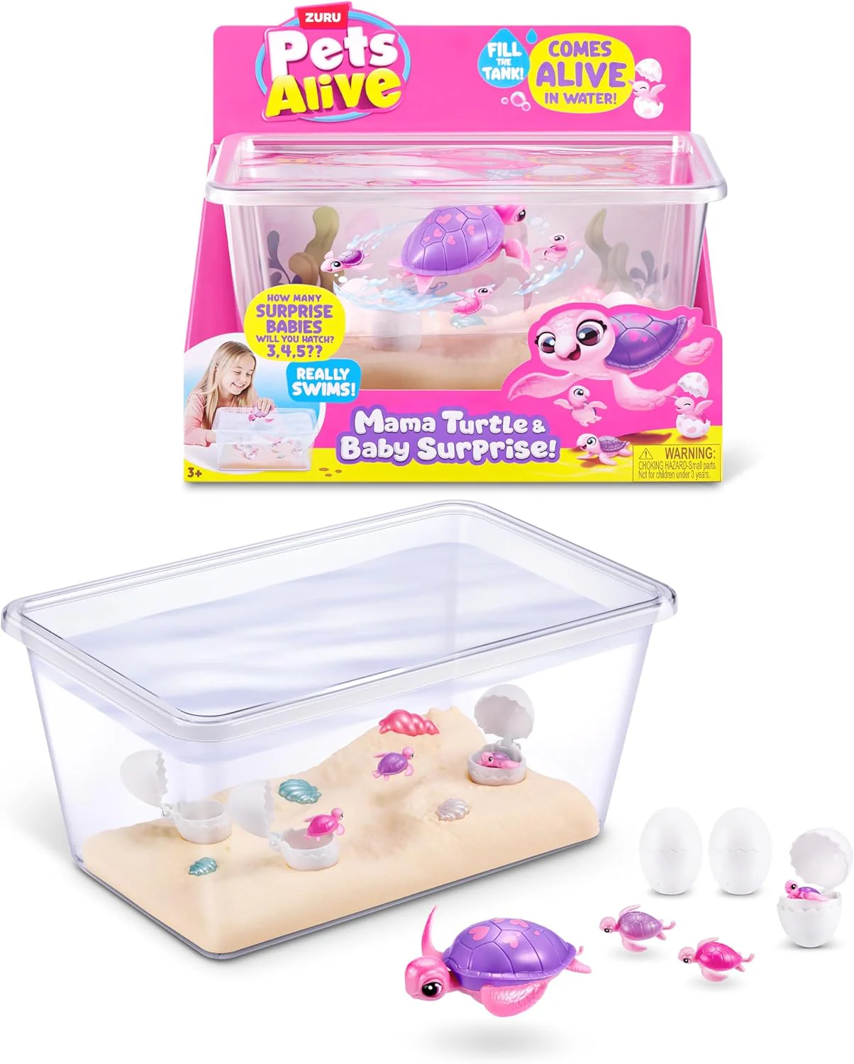 Zuru Pets Alive Mama and Baby Turtle Beach Surprise 9560